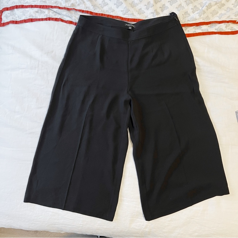 Eileen Fisher Black Silk Culottes